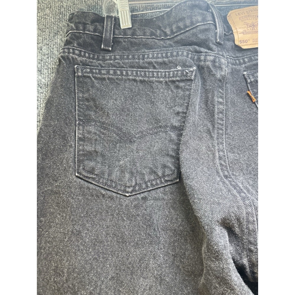 Vintage Levis 550 Jeans Mens 36x32 (32x30 Actual) Black Taper Leg Y2K ORANGE TAB - Picture 5 of 13